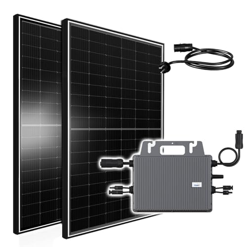 Balkonkraftwerk 900W JA Solar Solarpanel mit 800W TSUN MS800 Micro Wechselrichter WiFi, 2X 450W Bifazial Solarmodule Black Frame für Haus Dach Terrasse Garten PV Anlage Solaranlage