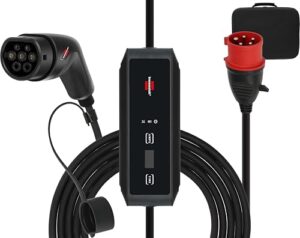 Brennenstuhl tragbares EV Ladegerät Typ 2 - CEE 11kW (Mobile Wallbox mit 8m Kabel, 16A, IP44, 3-phasig, Display, Einstellbarer Ladestrom, für Elektro- & Hybridfahrzeuge BEV/PHEV, mit Transporttasche)