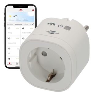 Brennenstuhl Connect WiFi Steckdose WAE 3600 XS01 mit Energiemessung (Smarte Steckdose 2.4 GHz kompatibel mit Alexa und Google Assistant, Matter, smart Plug mit Zeitschaltuhr, kostenlose App)