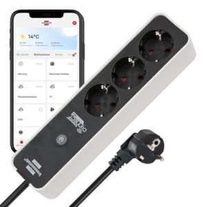 Brennenstuhl Connect Ecolor WLAN Steckdosenleiste, Intelligente Mehrfachsteckdose 3fach (2.4 GHz WiFi, kompatibel mit Alexa und Google Assistant, kostenfreie App, 1,5m Kabel) weiß/schwarz