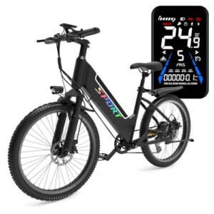 DEEPOWER 26" Elektrofahrrad, E-Bike mit Herausnehmbarem Akku 48 V, 7,8 Ah, Reichweite 20–35 km, 250W Motor, Vorderradfederung, 7 Gang E Bike für Erwachsene