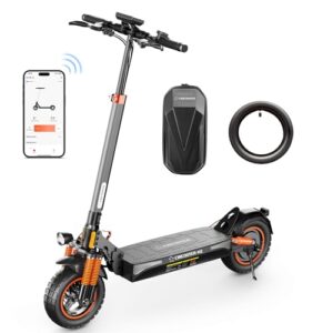 E Scooter mit Straßenzulassung und Blinker, 10 Zoll Offroad E Roller 60-70KM Reichweite, 4-Gang-Drehzahlregelung, 48V Faltbarer Elektroscooter für Erwachsene 150kg tragkraft - mit Ersatz Schlauch