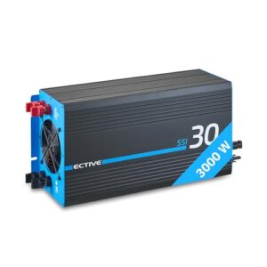 ECTIVE - Wechselrichter 12V auf 230V SSI 30-3000W reine Sinuswelle - Spannungswandler DC/AC mit USB, Überlast- & Überhitzungsschutz, NSV & USV Funktion, MPPT-Solarladeregler & 20A Batterieladefunktion