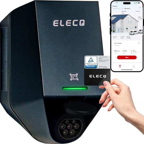ELECQ Wallbox 22kw mit APP | PV-Laden, Lastmanagement (Power Monitor erforderlich) | §14a-konform | 4G OCPP WLAN | Einstellbar auf 11kW Typ 2 e Auto heimladestation | Für außenmontage privat zuhause