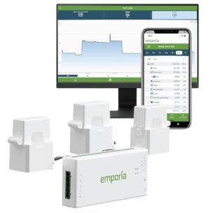 Emporia Vue 3 3-Phasen Smart Home Energy Monitor – Gerät zur Haus- und Gebäudeautomatisierung mit Echtzeit-Stromverbrauchsanzeige, Energiezähler, Solar- und Net-Metering