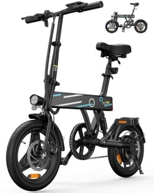 Finbike Klapprad E-Bike 14 Zoll, 250W Hochleistungsmotor, 7.8Ah Akku, 3h Schnellladung, 45km Reichweite, Elektro klapprad für 3 Fahrradmodi, Foldable Electric Bike für Erwachsene