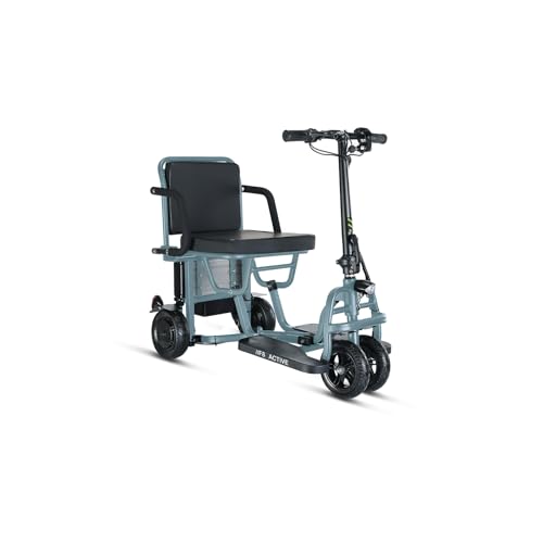 Freejoyer Elektromobil für Senioren Klappbar, 4-Rad Mobility Scooter bis 15 Km/h, Mobilitätsscooter Faltbar 36V/8Ah Akku 20 Km Reichweite, LED-Licht Elektroroller für Unterwegs(Blau)