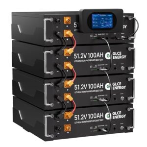 GLCE Energy 51.2V 400Ah LiFePO4 Lithium Batterie, Großer LCD-Bildschirm, Eingebautes 100A Smart BMS, 20,48KWh Akku for RV, Solar, Energiespeicher für Zuhause