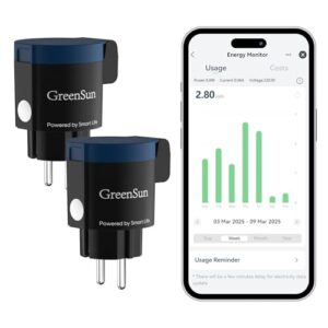 GreenSun Zeitschaltuhr Aussenbereich Wlan Steckdose Outdoor - Strommessgerät Außen Smart Life APP Stromverbrauch Energiekostenmesser Zeitschaltuhr Steckdose Sprachsteuerung IP44 2PC