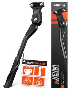 HENMI Fahrradständer 24-29 Zoll,Fahrradständer mit 2 Löchern,Stabil Seitenständer,Konzipiert für E-Bike und MTB,40mm Loch für M6 Schrauben geeignet