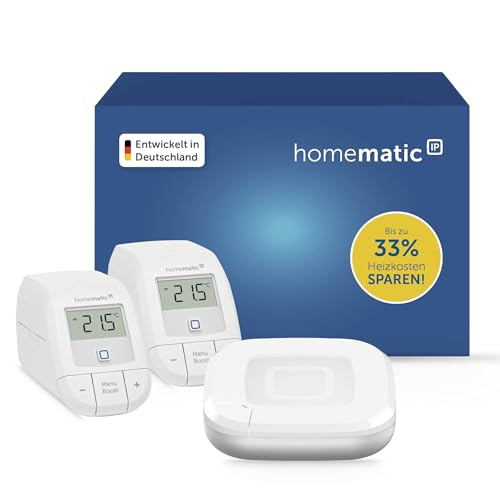 Homematic IP Access Point 2 + 2X Heizkörperthermostat – Basic, Smart Home, digitaler Thermostat Heizung, Steuerung per App, Alexa, Google Home, einfache Installation, Energie sparen