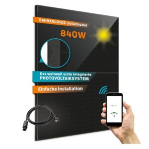 KAISER® 800W Balkonkraftwerk Photovoltaikanlage inkl. Wechselrichter - Solaranlage Komplettset im All Black Design - Plug and Play Solarmodule - inkl. Zubehör & 7m Kabel per App steuern