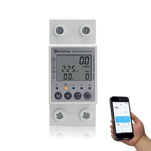 KETOTEK Smart 1 Phasig Stromzähler Hutschiene Digitale LCD Energiezähler KWh Zähler WLAN Fernbedienung DIN-Schiene Wechselstromzähler von Tuya/Smart Life App