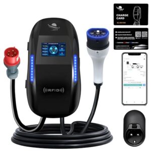LEISHENG ENERGY Wallbox Typ 2 11kW mit App & WLAN 3-phasige EV-Ladestation 400V 16A, 6 m Ladekabel mit Halter, Heim-Wallbox für E-Autos & PHEV