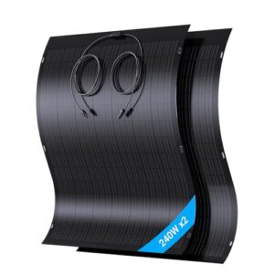 LIONSHEE 480W Flexibel Solarpanel Kit, 2X 240W Monokristallines Flexibles Solarmodul, IP67, Solarzelle Photovoltaik Off Grid, für Wohnmobil, Auto, Schuppen, Dach, Boot, Balkon, 12V Batterien