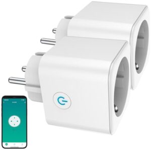 Luminea Home Control Messsteckdose: 2er-Set WLAN-Steckdose, Matter-zertifiziert, Energiekostenmesser, 16 A (Schaltbare Steckdose Apple, Smarthome, Bedienungsanleitung)