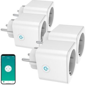 Luminea Home Control Funksteckdose: 4er-Set WLAN-Steckdose, Matter-zertifiziert, Energiekostenmesser, 16 A (Smart Steckdosen, Schaltbare Steckdose, Bedienungsanleitung)
