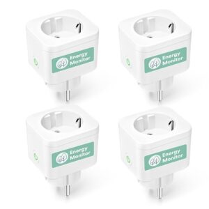 Meross Smart Home Steckdose 4er Pack, WLAN WiFi mit Strommessung (16A), kompatibel mit Alexa, Google Home & SmartThings, Sprachsteuerung, Fernzugriff und Timerfunktion