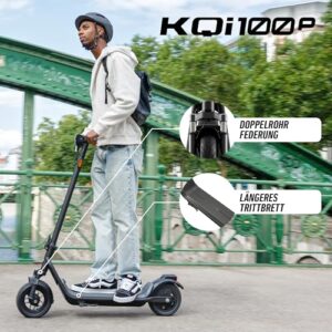 Niu KQi 100P E-Scooter mit Deutscher Straßenzulassung & Federung (max. 20km/h, bis zu 29km Reichweite, bis zu 15% Steigung, 10" Luftreifen, max. 120kg Belastung, Display & App-Anbindung, klappbar)