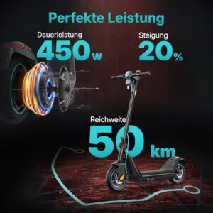 Odys Alpha X5 Pro E-Scooter mit Deutscher Straßenzulassung (max. 20 km/h, bis zu 50km Reichweite, bis zu 20% Steigungen, 10,5'' Luftreifen, max. 120kg Belastung, Display & App-Anbindung, klappbar)