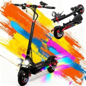 PLAYBIK 10“ E-Scooter für Erwachsene Elektroroller mit Max. 20 km/h Speed, 50-55 km Range, 48V 15Ah, IP54, Doppelte Federung, 150 kg Tragkraft, LED für Jugendliche zum Weihnachtsfest Electric Scooter