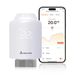 SALCAR Smartes Heizkörperthermostat WiFi TRV603 Thermostat Heizung Kompatibel mit Amazon Alexa & Google Assistant Programmierbar Heizungsthermostat Tuya Smartes Heizkörper kein Gateway erforderlich