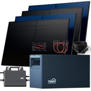 SUNNIVA® 2000W Balkonkraftwerk mit 2,01 kWh Speicher TSUN TSOL-DCU2000Lite, BIFAZIAL FULLBLACK komplett Steckdose, PV Solaranlage Komplettset mit Solarspeicher,4x 500W N-Type Glas-Glas Bifacial Module