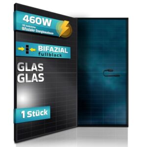 SUNNIVA® Solarmodul 460 W FULL BLACK Bifazial Glas/Glas PV Modul Solarpanel - PMax 460W Bifacial N-Type, für Balkonkraftwerk oder PV Solar Anlage