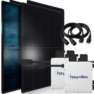 SUNNIVA® 920W Balkonkraftwerk BIFAZIAL FULLBLACK komplett Steckdose HOYMILES 2x 400 Watt Wechselrichter, PV Solaranlage Komplettset, 2x 460W N-Type Glas-Glas Bifacial Solarmodule, 2x 5m Kabel