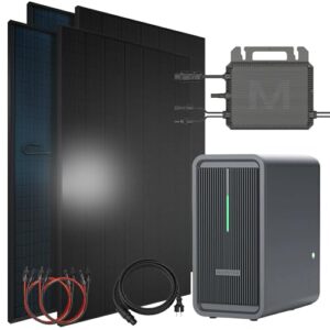 SUNNIVA® 1840W Balkonkraftwerk mit 2,24 kWh Speicher Marstek B2500-D, BIFAZIAL FULLBLACK komplett Steckdose, PV Solaranlage Komplettset mit Solarspeicher, 4x 460W N-Type Glas-Glas Bifacial Module