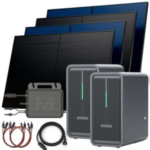 SUNNIVA® 2000W Balkonkraftwerk mit 4.48 kWh Speicher MARSTEK 2x B2500-D, BIFAZIAL FULLBLACK komplett Steckdose, PV Solaranlage Komplettset mit Solarspeicher, 4x 500W N-Type Glas-Glas Bifacial Module