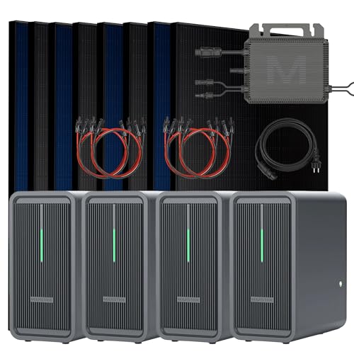 SUNNIVA® 4000W Balkonkraftwerk mit 8,96 kWh Speicher MARSTEK 4x B2500-D, BIFAZIAL FULLBLACK komplett Steckdose, PV Solaranlage Komplettset mit Solarspeicher, 8x 500W N-Type Glas-Glas Bifacial Module