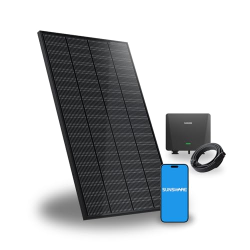 SUNSHARE Ray 200W Balkonkraftwerk ohne Halterung – Flexibles DIY Solaranlage Komplettset – 800W Wechselrichter + 1x 200W Solarpanel – Plug & Play – Balkonkraftwerk 1000W Steckdose – inkl. Kabel