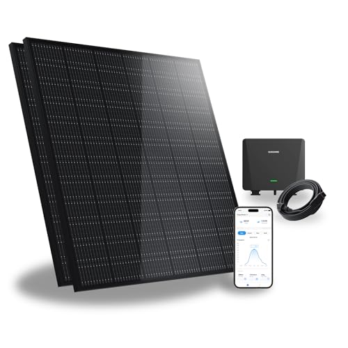 SUNSHARE Ray 570W Balkonkraftwerk ohne Halterung – Individuelles Solaranlage Komplettsystem für DIY-Installation – 800W Wechselrichter + 2x 285W Solarpanel – Steckdosenfertig – inkl. Kabel & Zubehör