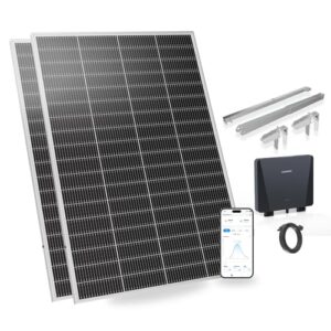 SUNSHARE Ray Lite 400W Balkonkraftwerk mit Halterung – Leichtes, vormontiertes Komplettset mit 800W Mikro-Wechselrichter & Solarpanel – Geeignet für verschiedene Balkone – Plug & Play