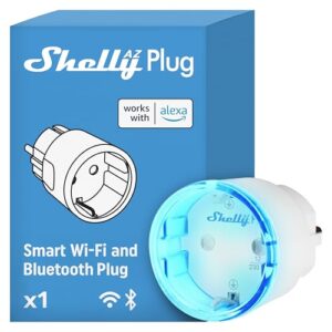 Shelly AZ Plug Weiß - WLAN Smarte-Steckdose, Leistungsmessung, 12A, 2500W, Frustration-Free Setup, Zeitschaltuhr, Alexa-Zertifizierter Stecker, Smart Home, Kein Hub Erforderlich, Heizung & Kühlung