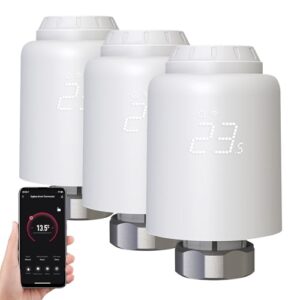 Smart Heizkörperthermostat, 3 Stück Smart Heizungsthermostat mit App-Funktion, Programmierbar Heizungsthermostat, Smart Thermostat, Digitales Display, Zeitpläne, Kompatibel mit Alexa/Google Home