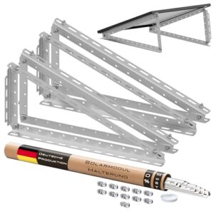 4x Solarmodul Halterung - 0% MwSt│ Halterung für Solarmodule bis zu 114.5 cm │ Robuste Solarpanel Halterung │ Einstellbarer Neigungswinkel 0° - 90° │ Flachdach, Balkonkraftwerk, Wand etc.