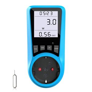 Stromkostenmessgerät, Stromzähler Leistungsmessgerät Energiekostenmessgerät Strommessgerät Steckdose, Leistungsmesser Messgerät mit Größer LCD Bildschirm, Überlastsicherung 3680W