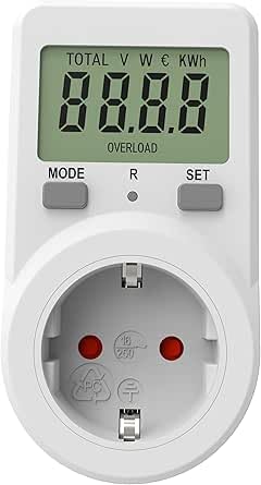 Awootsv Electricity Meter for Socket Energy Cost Meter Power Meter Socket Power Consumption Meter with Memory Function KWH Watt