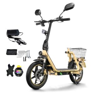 TWOFISH E Scooter mit Straßenzulassung, bis 30 km Reichweite, 48V 13Ah Lithium-Akku, Elektroroller Erwachsene mit LED Display und Heckträger, M5 Elite E (Gelb)