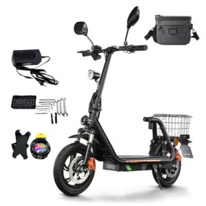 TWOFISH E Scooter mit Straßenzulassung(EEC), 12" Elektroroller für Erwachsene mit 500W Motor 48V 13Ah Akku, 30 km Reichweite 120 kg Tragkraft Scheibenbremsen, M5 PRO E (Reines Schwarz)