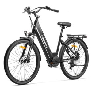 Touroll MA1 26'' E-Bike für Erwachsene, Cityräder Elektrofahrrad mit 250W 75N.M Mittelmotor Motor und 36V 468Wh Akku, Reichweite 110km, Hydraulische Scheibenbremse Ebikes für Herren Damen