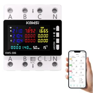 HENYEER Stromzähler 3-Phasen 4-Draht, 9 in 1 Wlan Tuya Smart Meter mit LCD-Display, Digitaler Stromzähler DIN Hutschiene Drehstromzähler, Geeicht Drehstromzähler für Leistungsmesssystemen Eingesetzt