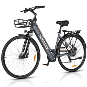 VARUN E-Bike Damen 28 Zoll City Bike Tiefeinsteiger | 36V 360Wh Akku | Drehmomentsensor | 3 Modi, 6-Gang, LCD | CE, mit Korb & Gepäckträger | 90% vormontiert