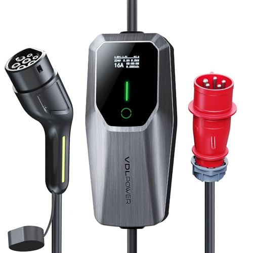 VDLPOWEREU Typ 2 Ladekabel 11kW, 6-16A | 5 Meter Tragbares EV-Ladegerät Typ 2 mit CEE Stecker, 3-Phasig IP65 Wasserdicht, EV Ladekabel Mobile Wallbox Ladestation für EV PHEV IEC 62196-2 Stecke