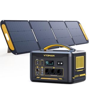 VTOMAN Jump 2200 Tragbare Powerstation mit 200W Solarpanel - 2200W/1548Wh LiFePO4 Batterie Solar Stromgenerator, Erweiterbare Kapazität auf 3096Wh für Camping, Reisen, Wohnmobil, Stromausfälle