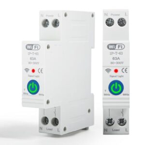 Jadeshay WLAN Schalter Hutschiene Timer Tuya Smart Meter 1P 63A 230VAC WIFI Intelligenter Leitungsschutzschalter Stromzähler mit Sprachsteuerung (01)