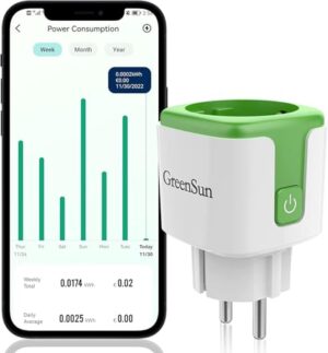 WLAN Steckdose mit Strommessung - GreenSun Stromzähler für Steckdose Stromverbrauch Energiekostenmesser VeSync APP 2.4G ZeitschaltuhrSteckdose Sprachsteuerung mit Alexa Stromzähler 1PC
