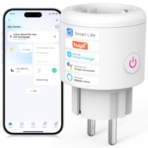 SURFOU WLAN Steckdose mit Strommessgerät, Smart Home Zeitschaltuhr Steckdose, 2.4 GHz WiFi Smart Plug Funktioniert mit Alexa, Google Home, Sprachsteuerung, Fernzugriff, Kein Hub Notwendig
